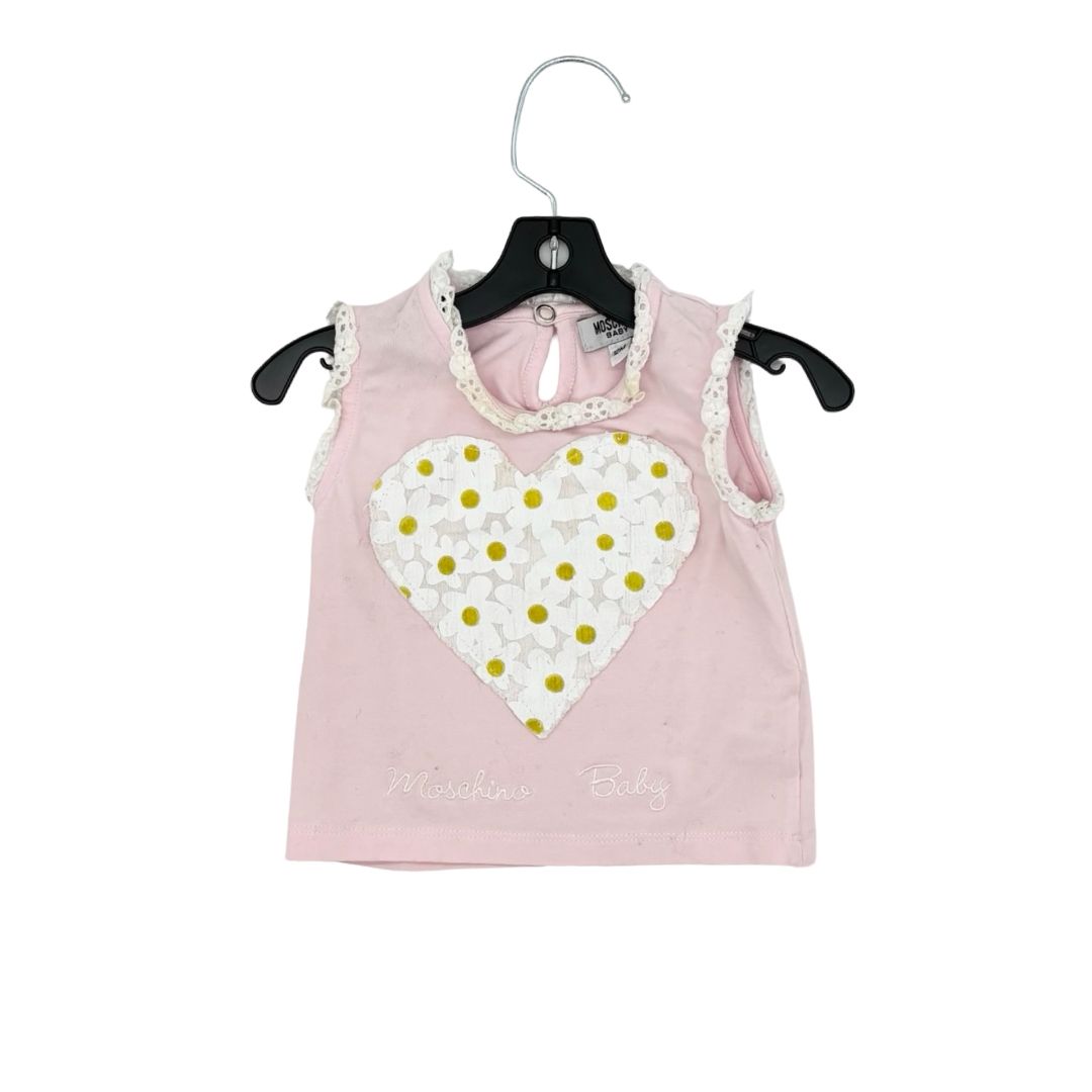 Moschino pink daisy heart tank top, 12 months
