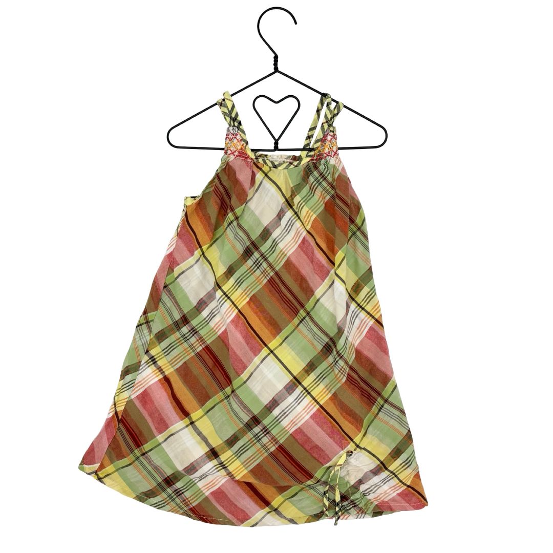 Burberry red/green check dress, 2 years