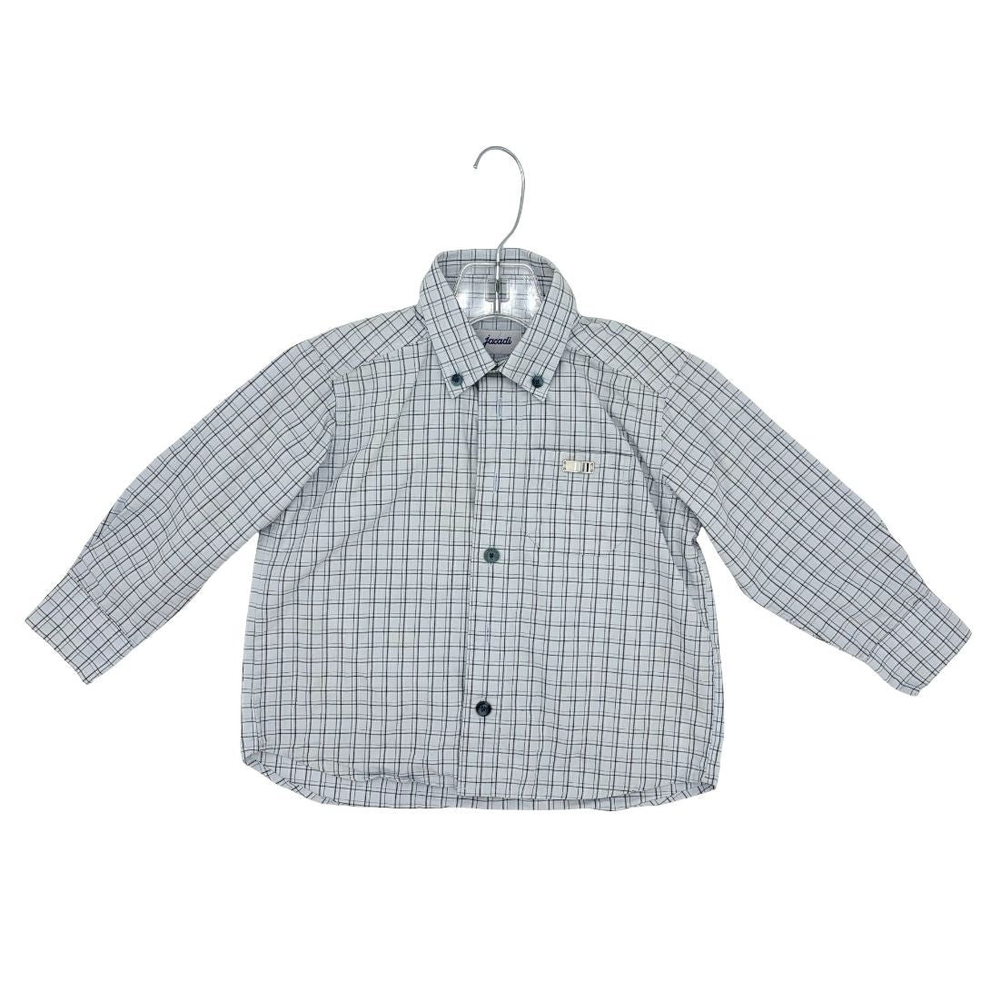 Jacadi baby blue checkered shirt, 2 years