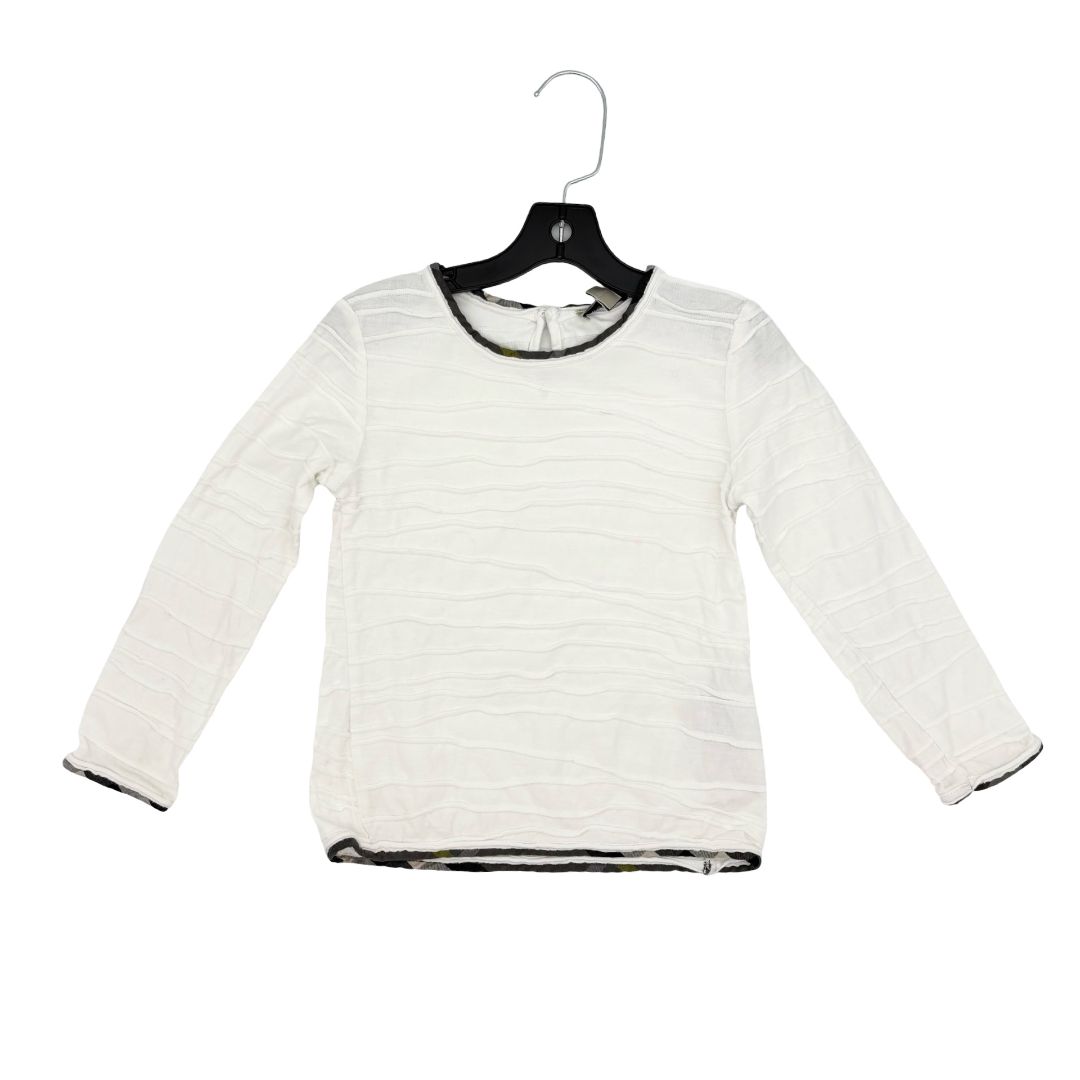 Burberry whitel long sleeve w/check piping, 6 years