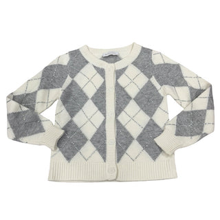 Monnalisa Argyle Cardigan with rhinestone, 8-9 years