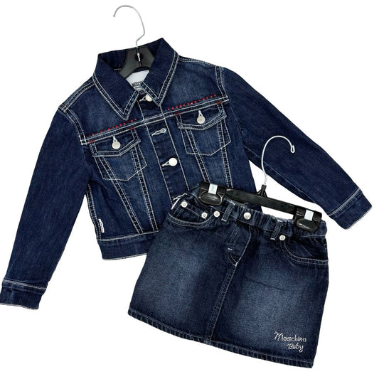 Moschino denim jacket/skirt set, 2 years