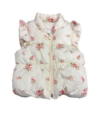 Baby Gap Cream and Floral Print RUffle Detail Vest, 18-24 months