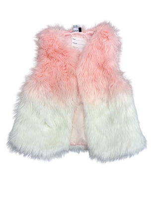3 Pommes Pink and White Ombre Faux Fur Vest, 12-18 months