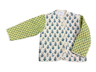 Zara Quilted Block Print Floral Jacket, 6-7 years