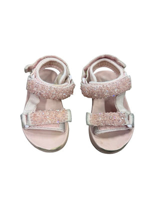Monnalisa Pink Beaded Velcro Sandals, 26 EU