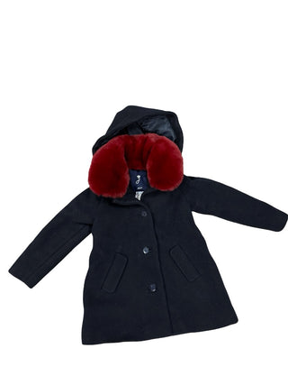 Jacadi Navy peacoat with raspberry fur, 4 years
