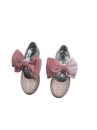 Monnalisa Pink patent shoe heel with bow, Eu 27
