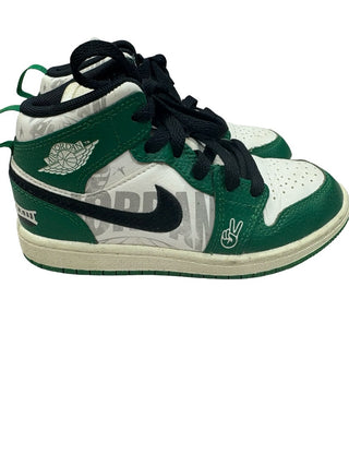 Air Jordan Green and black overbranded mid tops, 12