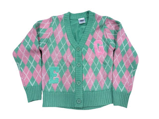 Pink and green “Wicked” cardigan, 4-5 year (xs)
