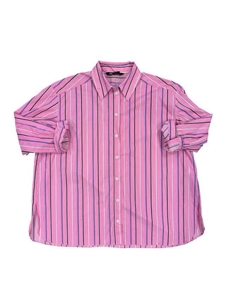 Zara Pink button down shirt with stripes, Medium