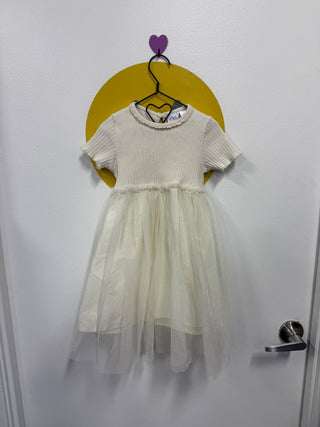 Zara White tshirt dress with tulle skirt, 3-4 years