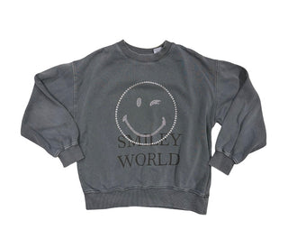Zara Grey smiley face crewneck with studs, 11-12 years