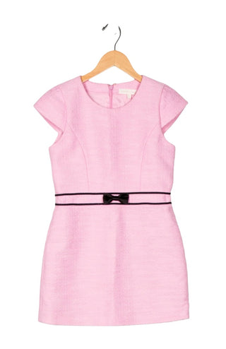 Love Shack Fancy Tweed short sleeve dress with black bow, 14 years