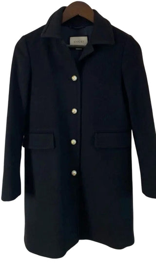 Gucci Black wool coat with pearl buttons, 8 years