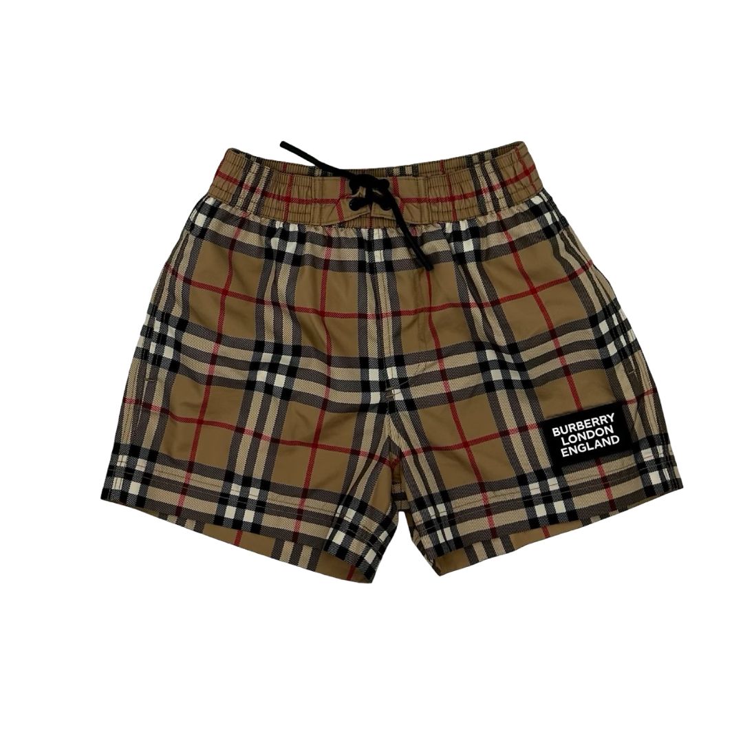 Burberry checkered swim shorts, 4 years