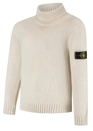 Stone Island Junior Beige Logo Patch turtle neck sweater, 6 years