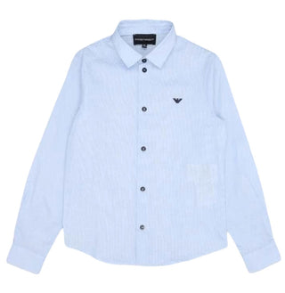 Emporio Armani Blue button down with black logo, 6 years