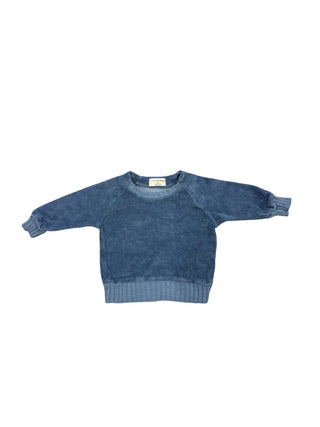 1+in the family Blue terry cloth crewneck, 3 months