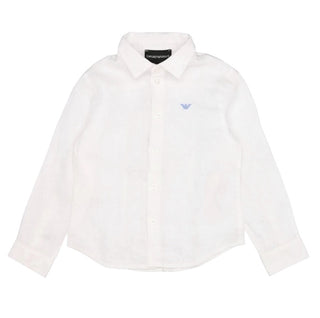 Emporio Armani White button up with blue logo, 6 years
