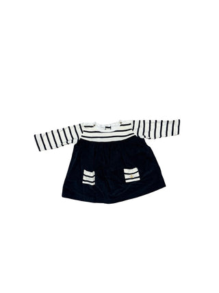 Petit Bateau Long sleeve navy and striped dress, 6 months