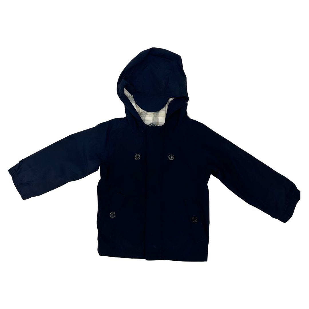 Burberry navy nylon jacket w/plaid lining, 18 months