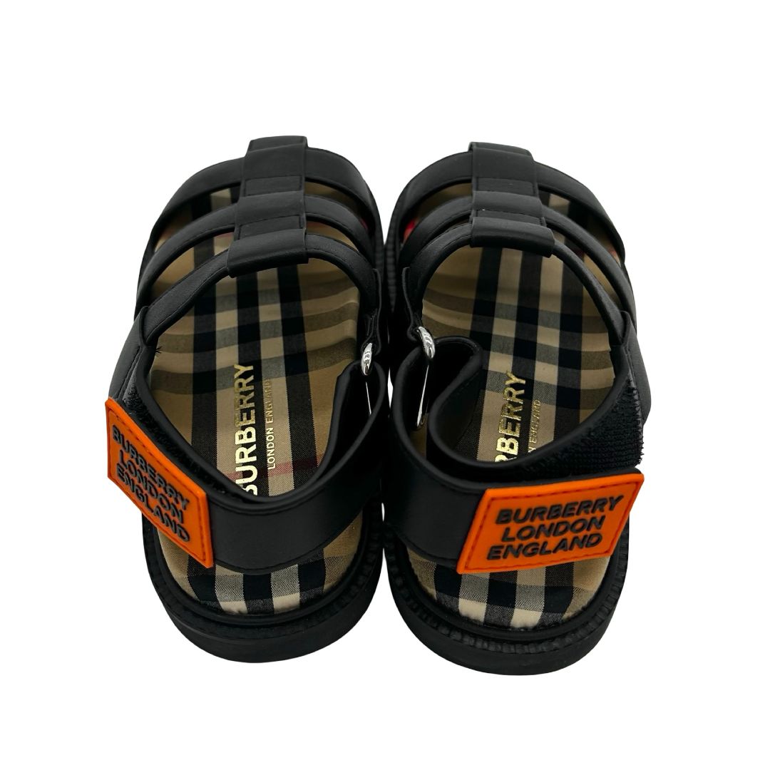 Burberry Brightling Caged Vintage Check leather sandals, euro 27 little kid