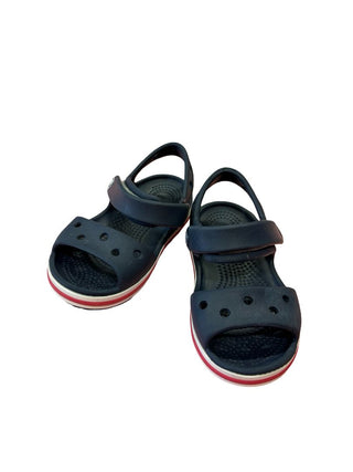 Crocs Navy Blue, Red and White Velcro Sandals, 7 little kid