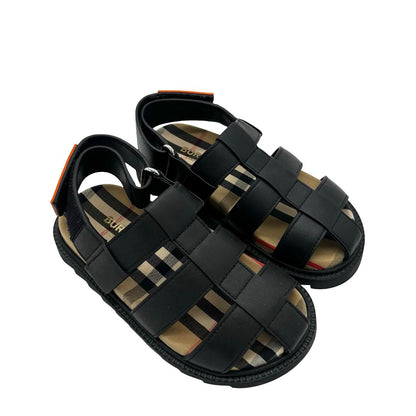 Burberry Brightling Caged Vintage Check leather sandals, euro 27 little kid
