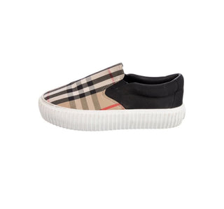 Burberry canvas check slip-on sneakers, euro 26 little kid