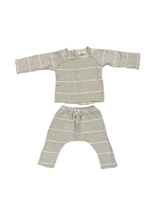 1+in the family Beige and white striped knit set, 3 months