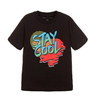 Stella McCartney Black Tee with "Stay Cool" Graphics, 12 years