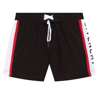 Givenchy Black Swim Shorts with Side Stripe and Logo, 12 years