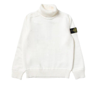 Stone Island Junior White Logo patch turtle neck sweater, 6 years