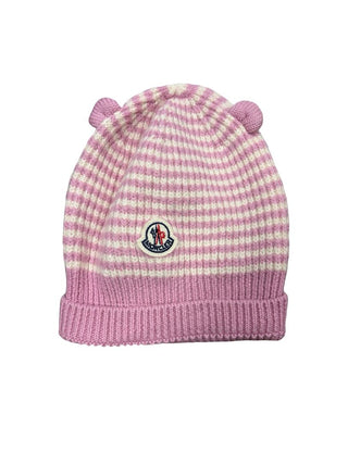 Moncler Pink Stripe Hat with Ears, XS