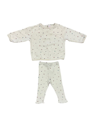 Zara Cream set w/flowers, 6-9 months
