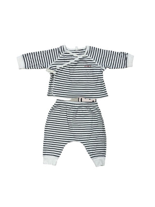 Petit Bateau Navy and white striped two piece, 3 months