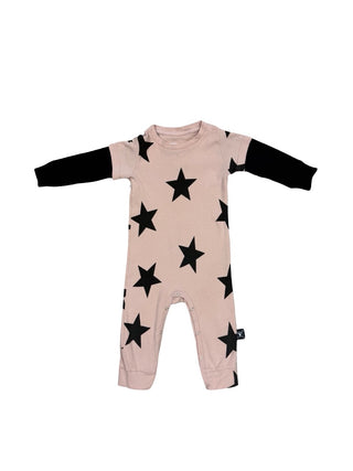 Nununu Pink playsuit with black stars, 12-18 months