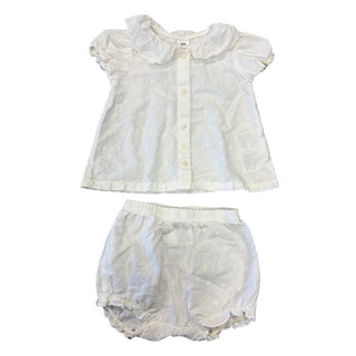 H&M White eyelet top/bloomer set, 9 months
