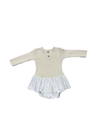 Pequeno Tocon White&cream ribbed longsleeve dress, 6 months