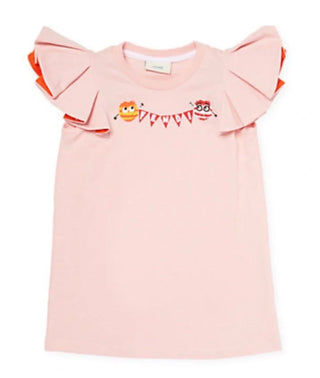 Fendi Flutter Sleeve Pink Dress with Buntin Graphic, 6 years