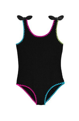 Limeapple swim New with tags crinkle bow tie one piece, 8-10 years
