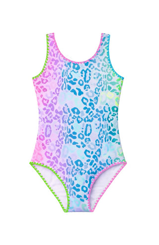 Limeapple swim New with tags leopard print embroidered one piece, 8-10 years