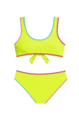 Limeapple swim Crinkle bikini with embroidery new with tags, 8-10 years