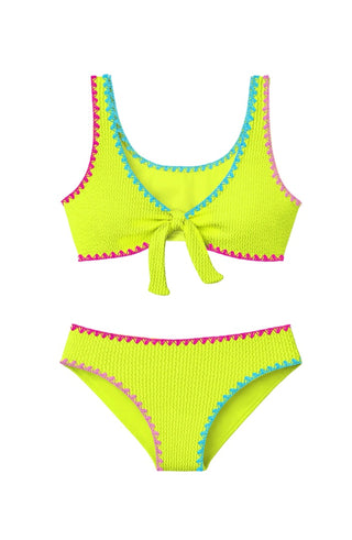Limeapple swim Crinkle bikini with embroidery new with tags, 8-10 years