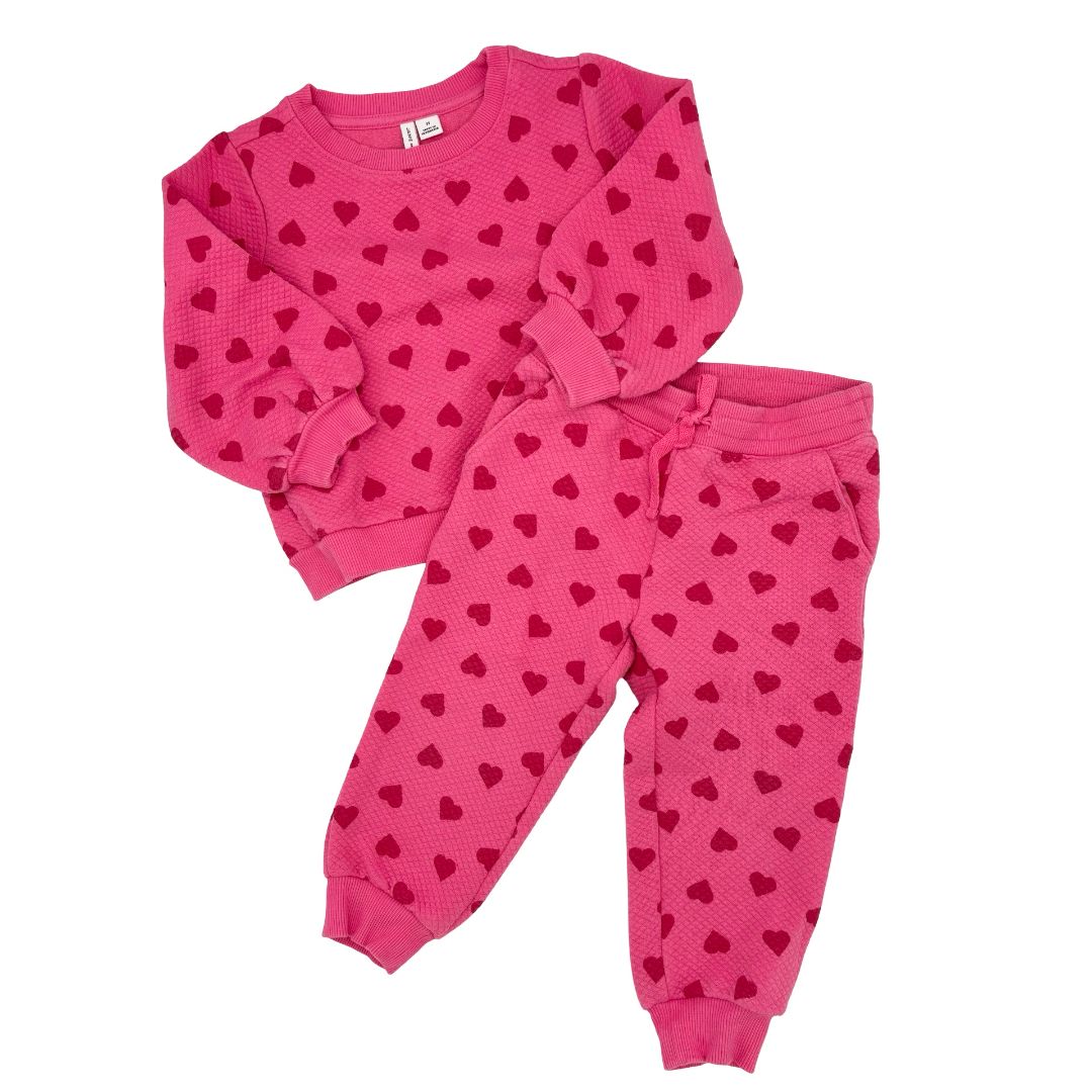 Janie and Jack pink heart sweat set, 2 years