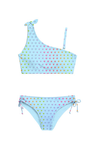 Limeapple swim Multicolor heart one shoulder bikini new with tags, 8-10 years