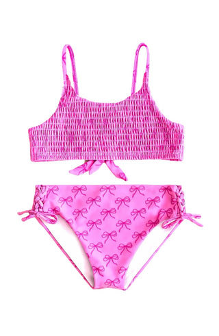 Limeapple swim Now printed smocked bikini new with tags, 8-10 years
