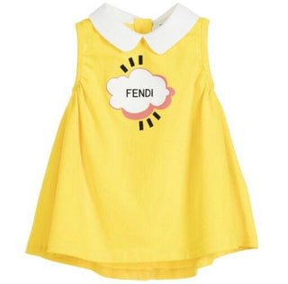 Fendi Yellow Dress with Collar and Cloud Graphics, 6 years