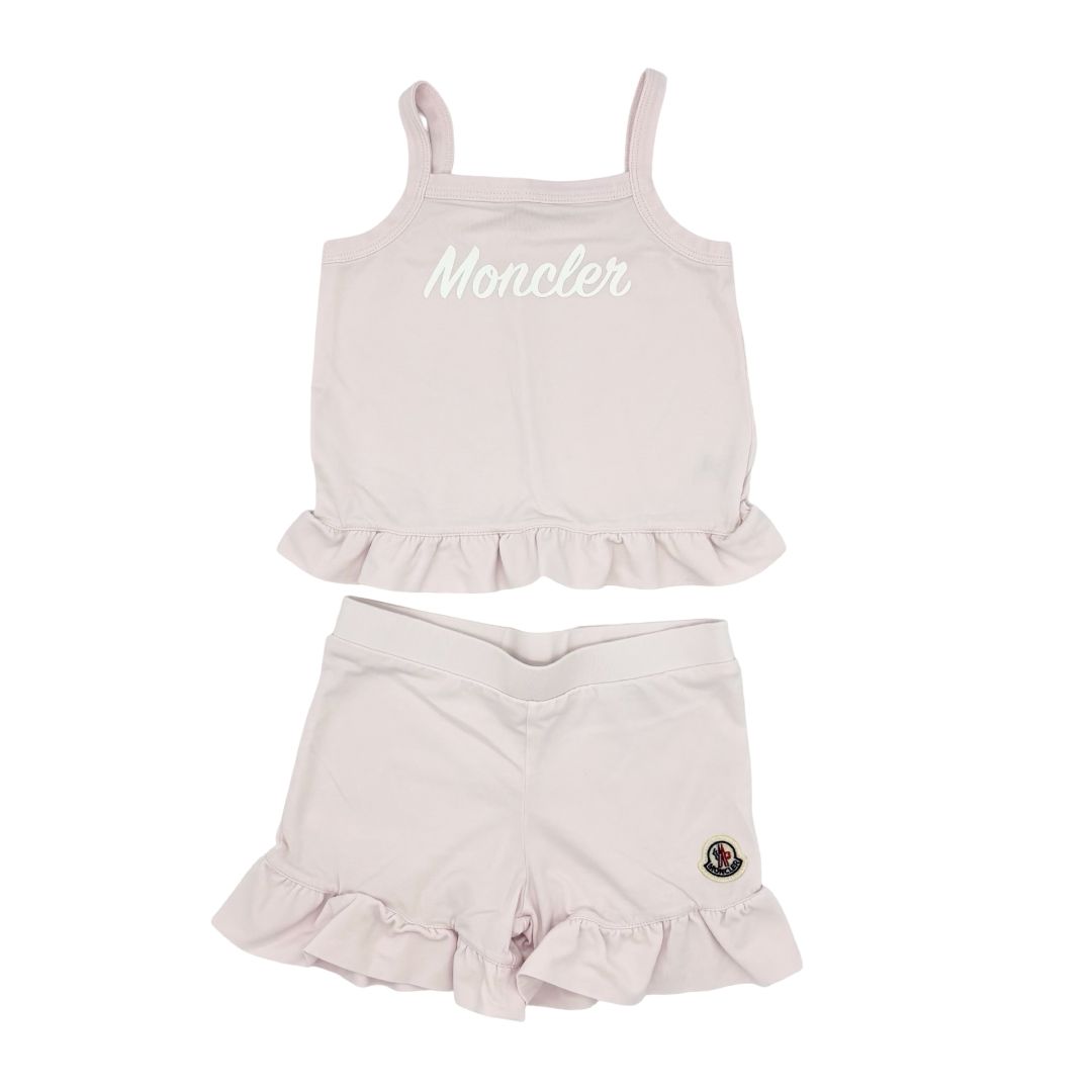 Moncler pink top/short set, 18-24 months